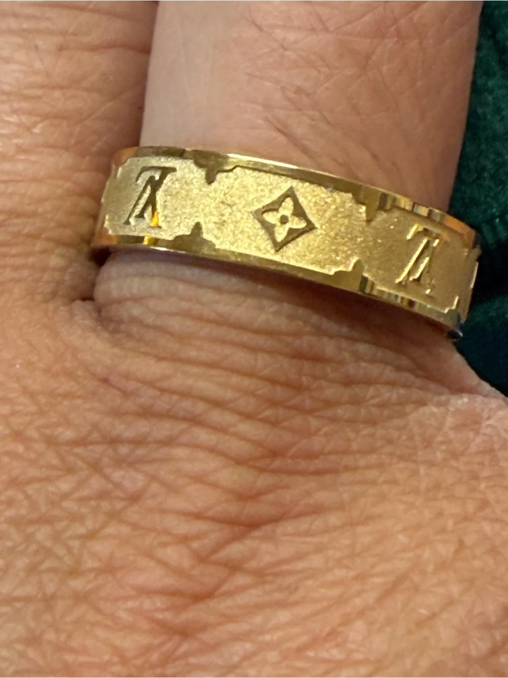 Gold-Tone Monogram Band Ring - Designer Inspired